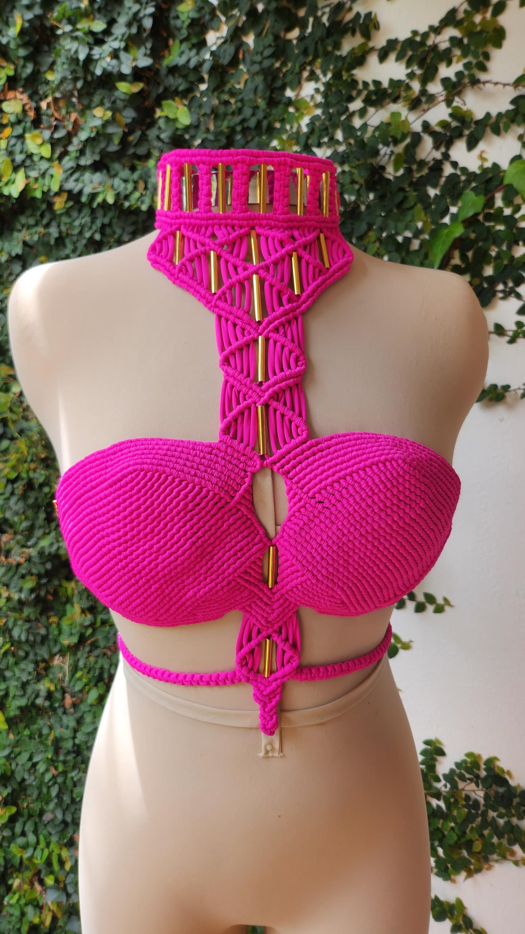 Nefertiti Crop top Festival outfit, rave outfit, burning man outfit, festival clothing, festival top, macrame top, boho top, bohemian top
