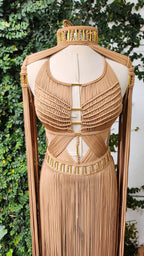 White Macramé Halter Dress - Boho Wedding & Resort Gown