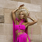 Macramé Crop Top - Removable Long Sleeves Nefertiti