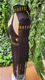 Macramé Festival Dress - Removable Shoulder Pads Onix