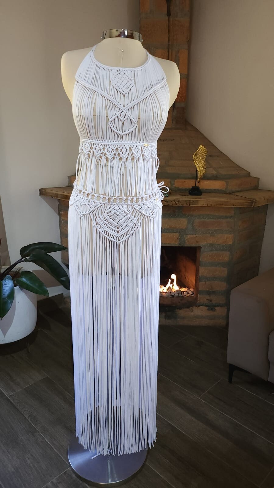 Boho dress, summer fashion trends, 2 pieces macrame outfit,  festival dress