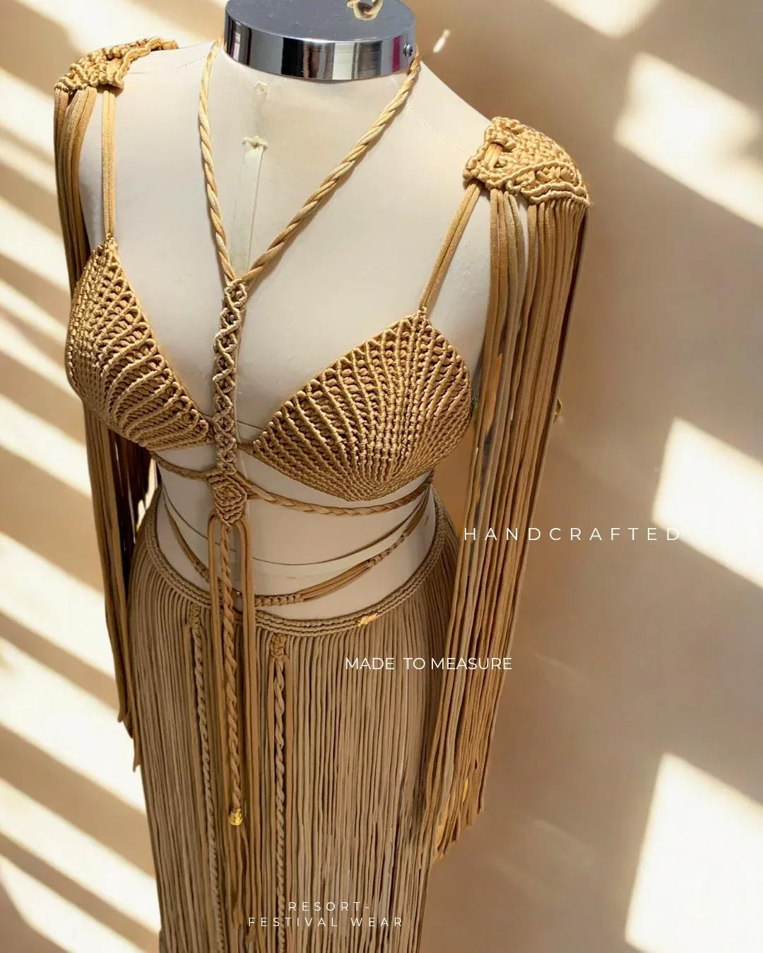 boho chic fashion, Luxury Handcrafted Krystal Macrame 3-Piece Set for Beach & Festival Fashion - ALTYSAN