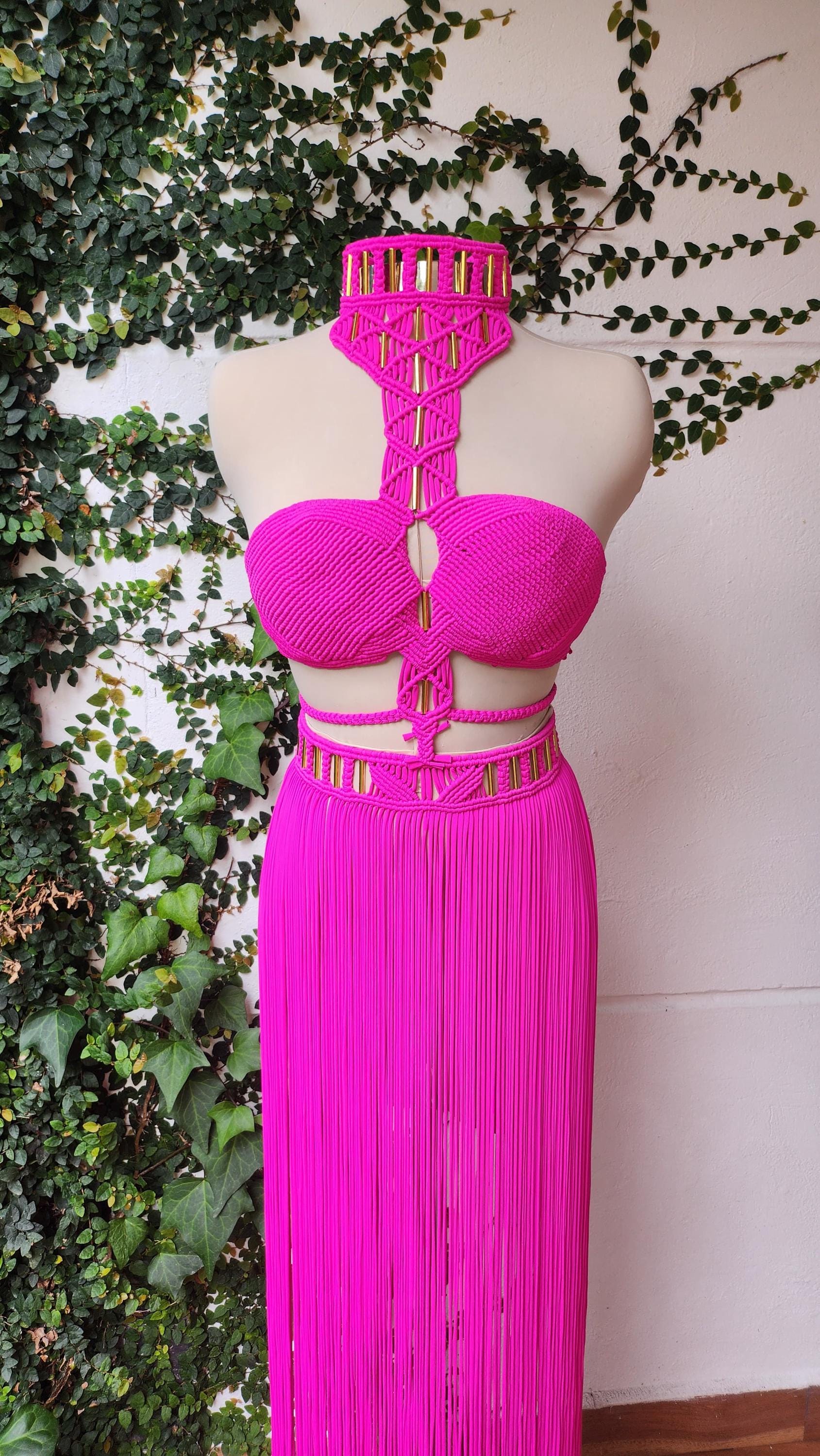 Nefertiti Crop top Festival outfit, rave outfit, burning man outfit, festival clothing, festival top, macrame top, boho top, bohemian top