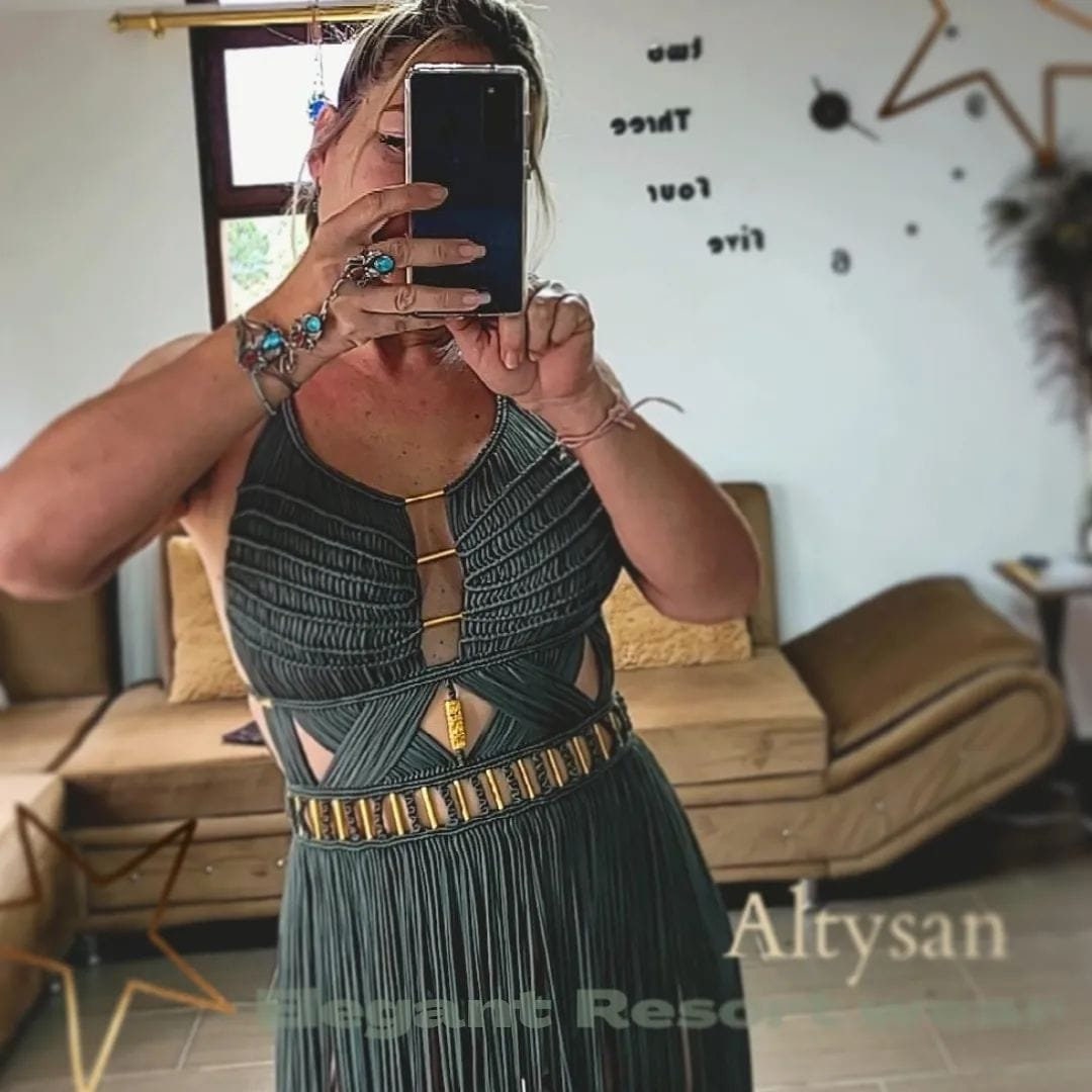 White Macramé Halter Dress - Boho Wedding & Resort Gown