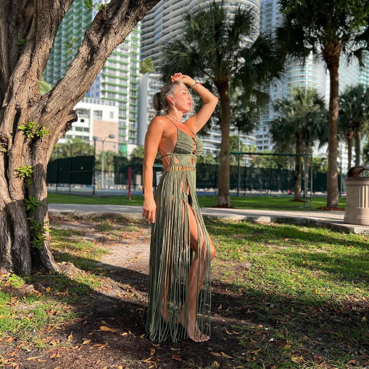 Boho Halter Macramé Wedding Dress Iris – Destination Bridal Couture