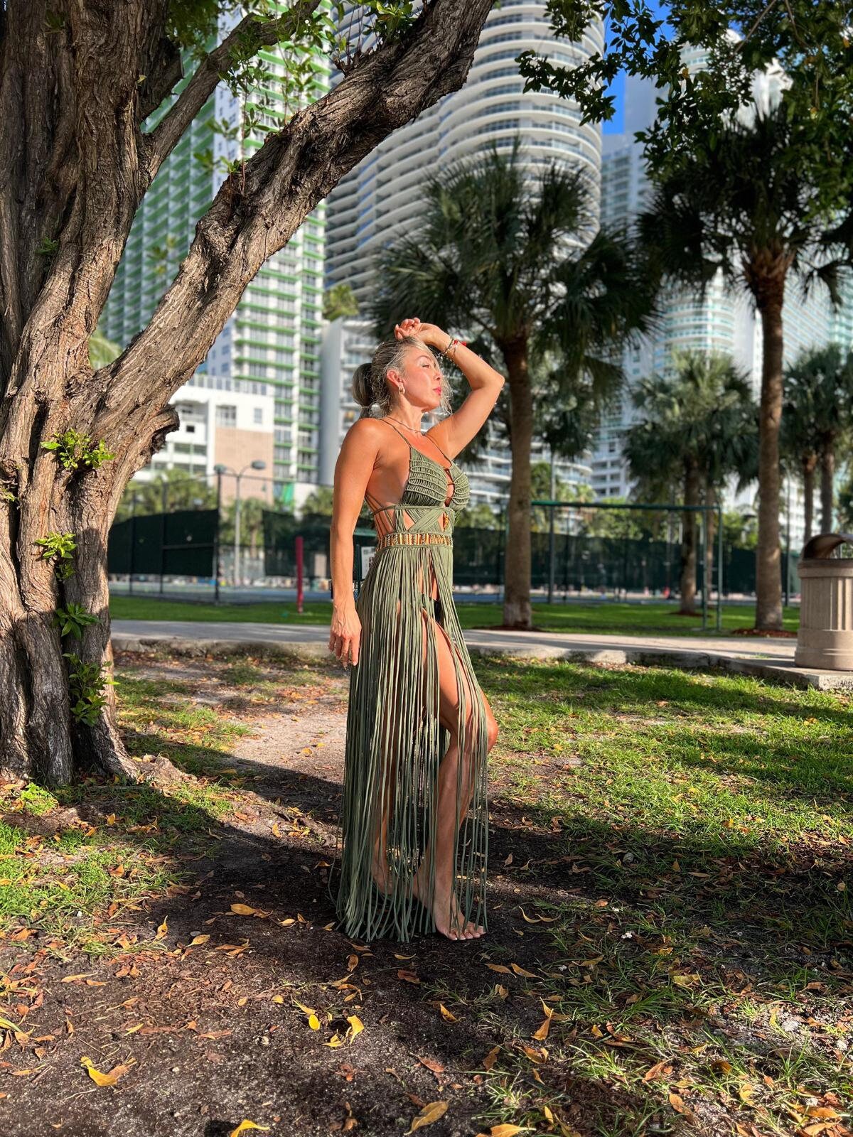 White Macramé Halter Dress - Boho Wedding & Resort Gown