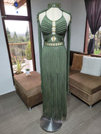 White Macramé Halter Dress - Boho Wedding & Resort Gown