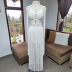 White Macramé Halter Dress - Boho Wedding & Resort Gown