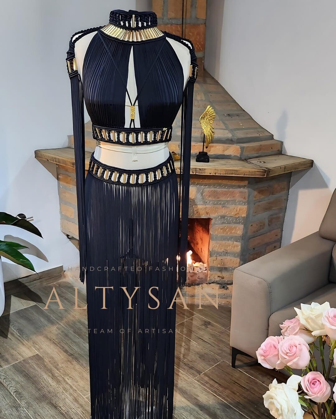 Goddess Statement Macrame Set - Two-Piece Festival Outfit Amunet