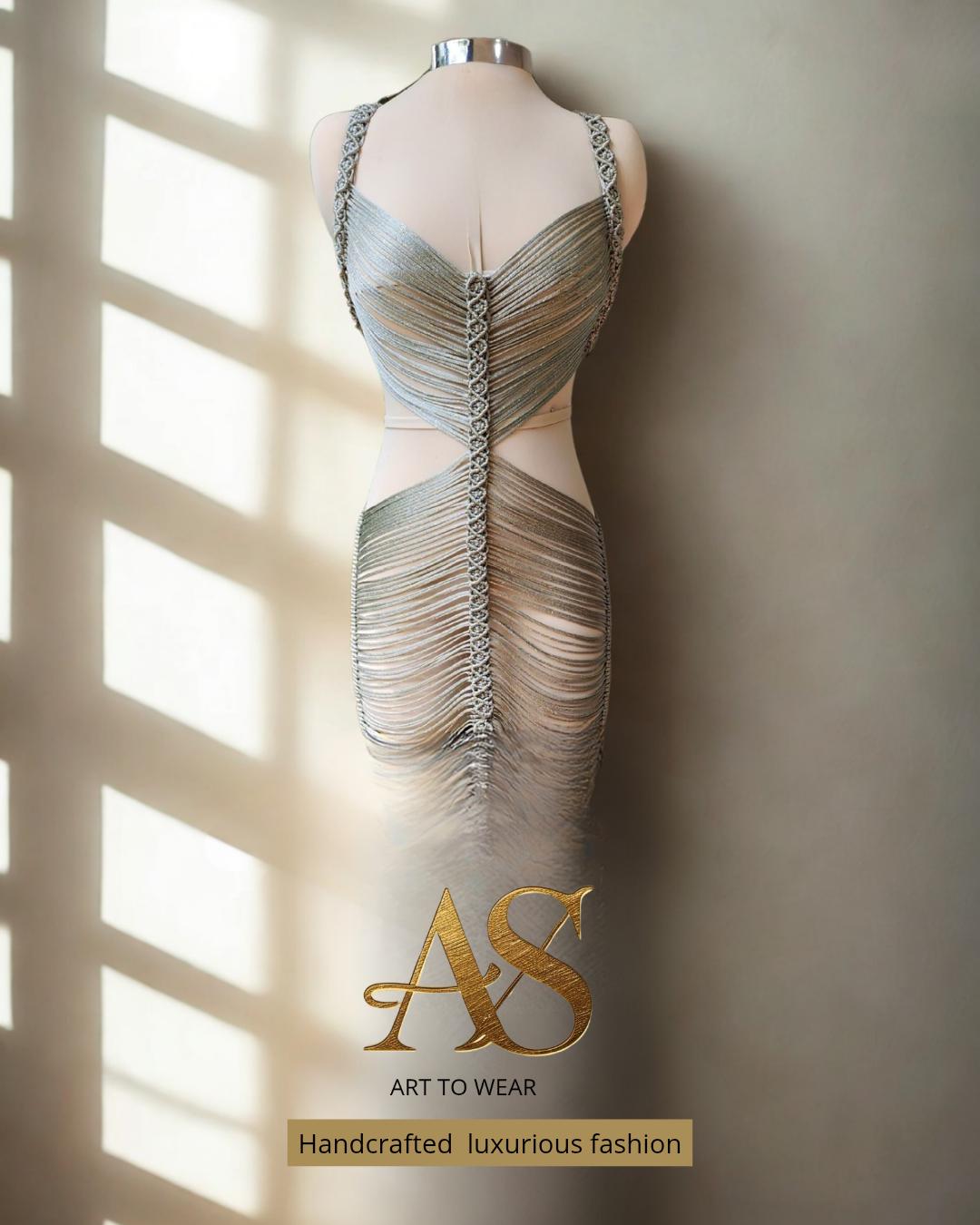 Luxury Couture Dress, dress deep v neck, Sophisticated Party Attire, slim womens clothing, bohemian fashion style
