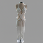 Macrame Maxi Dress - White Halter Wedding & Yacht Dress - Sekhmet