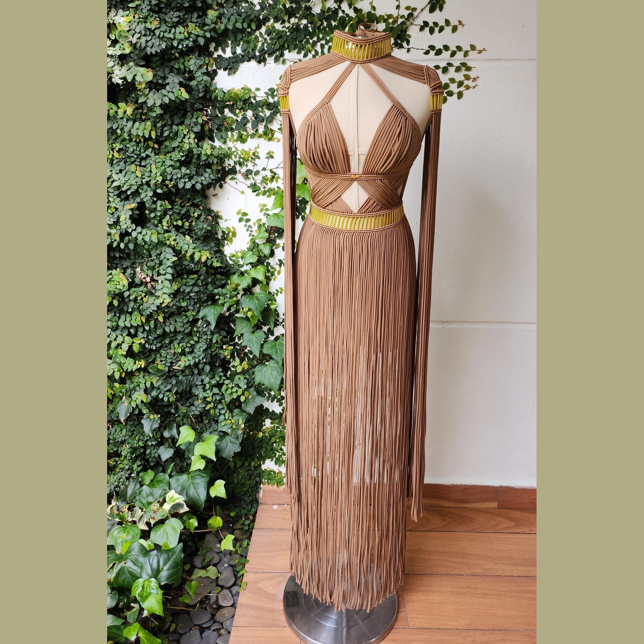 Gold Macram Goddess Dress Aurea | Luxury Festival Couture | ALTYSAN M / Navy Gold Macram Goddess Dress Aurea | Luxury Festival Couture | ALTYSAN M / Navy