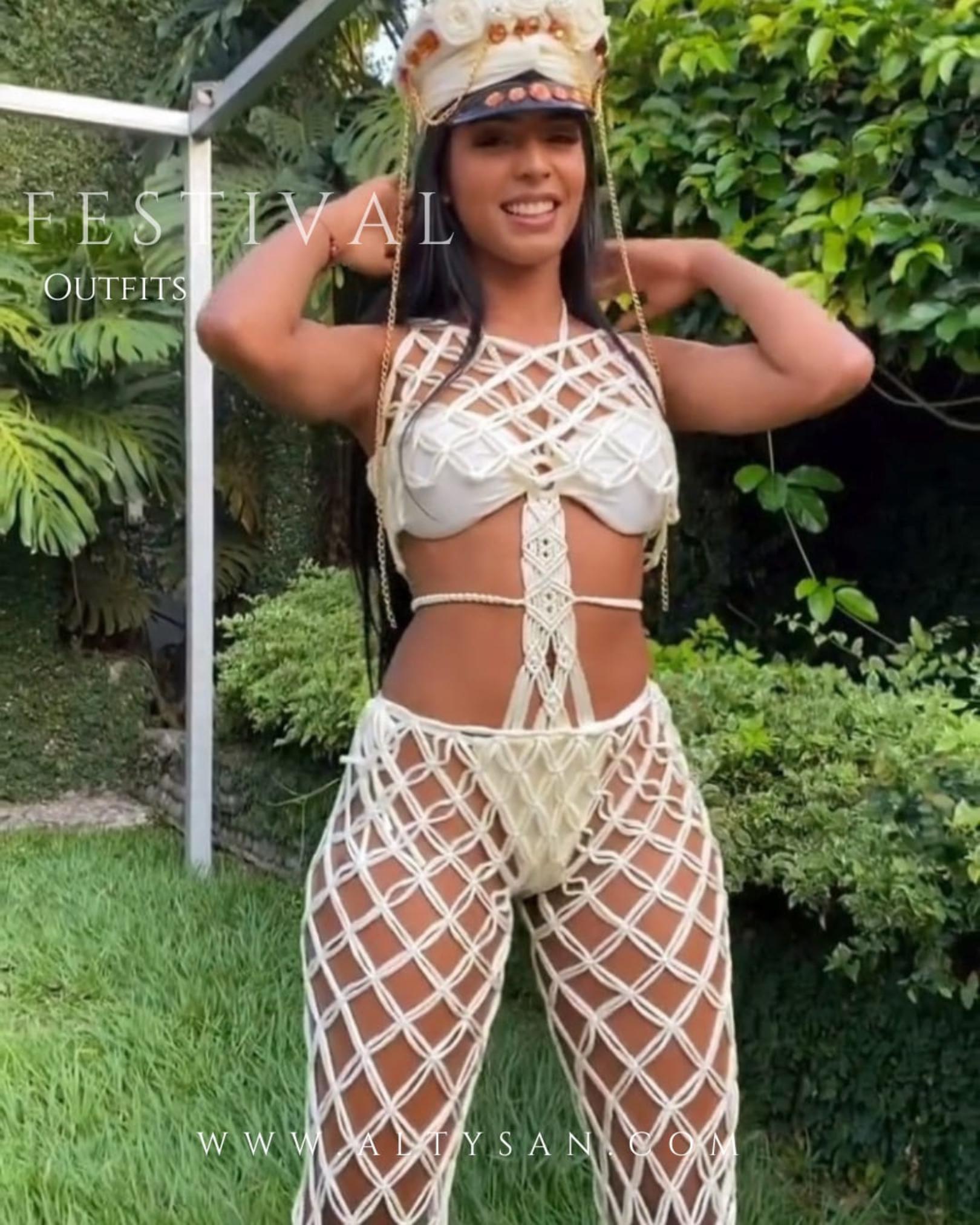 Macrame Pants, Burning Man lycra Pants, Bohemian pants