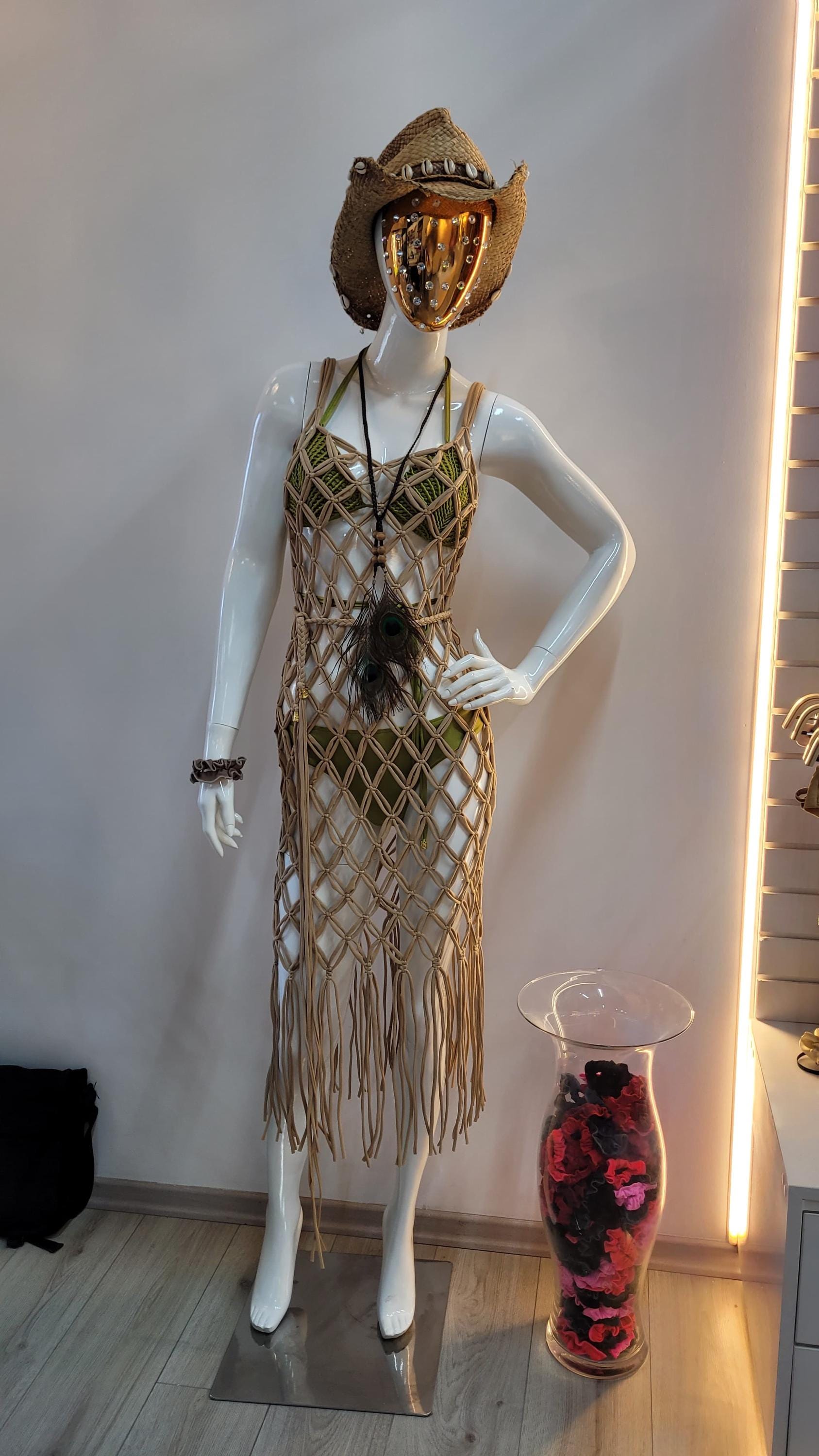 Handmade Macramé 3-Piece Beach Set - Top, Bottom & Cover Up Dress