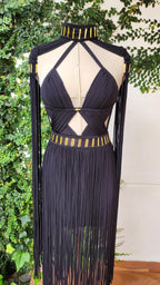 Macramé Festival Dress - Removable Shoulder Pads Onix