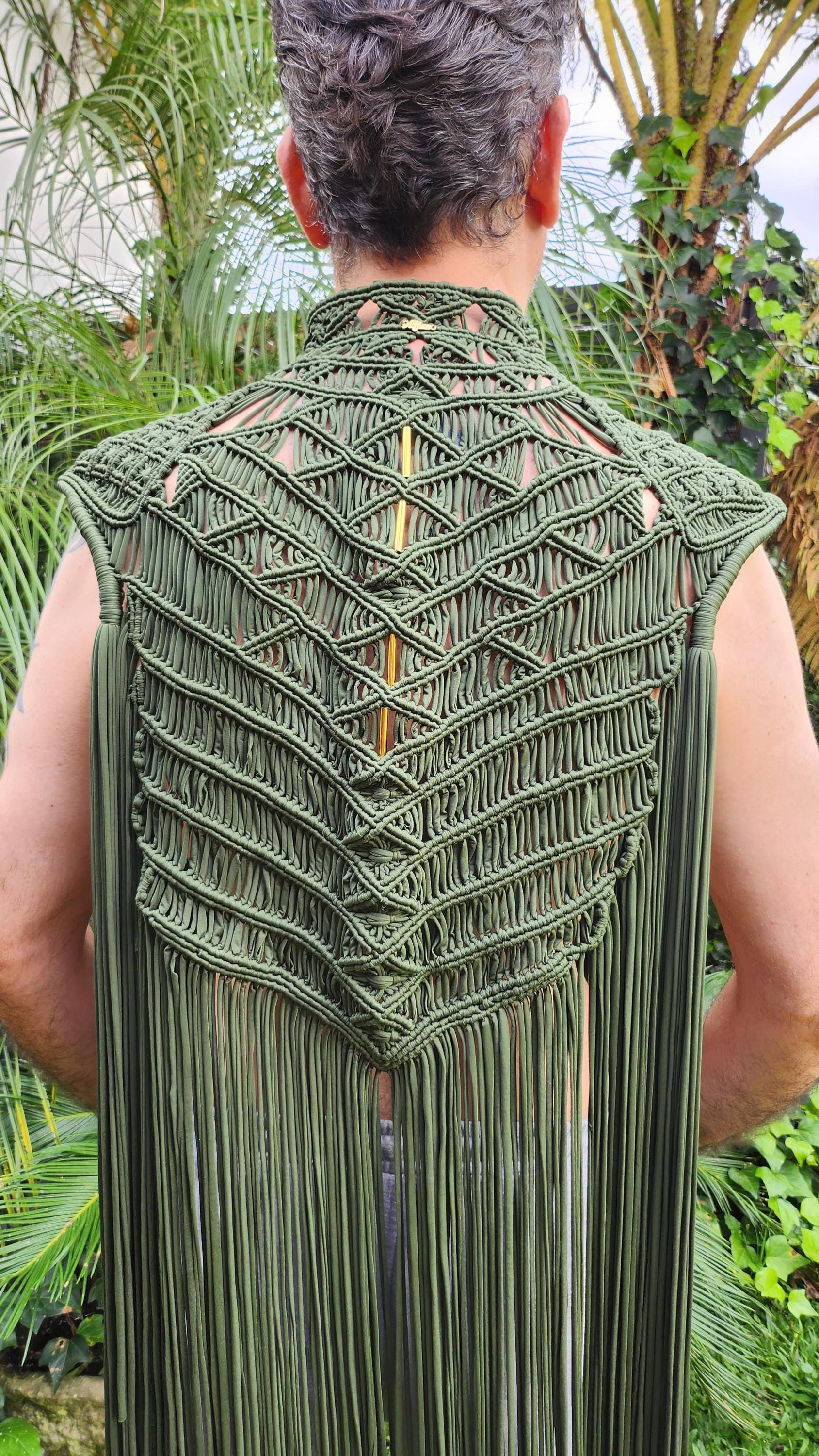 Festival men outfit, Horus Vest. Festival vest, Men vest, Burning man top, Macrame top, Boho top, Bohemian, festival outfit, rave outfit.