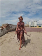 Boho dress, summer fashion trends, 2 pieces macrame outfit, festival dress - ALTYSAN