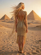Gold Goddess Dress | Egyptian Silk Evening Gown