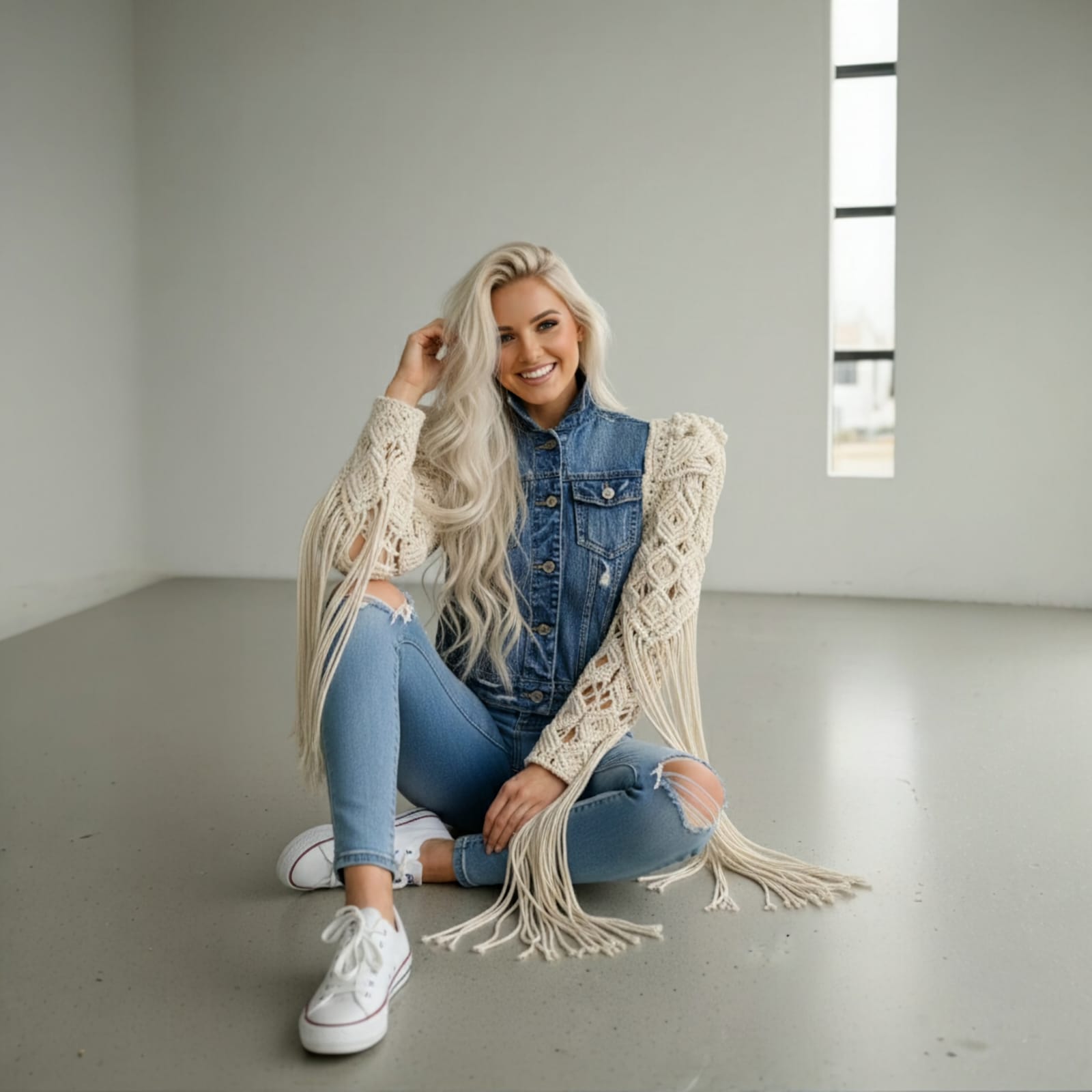 Denim Macramé Jacket Knotty