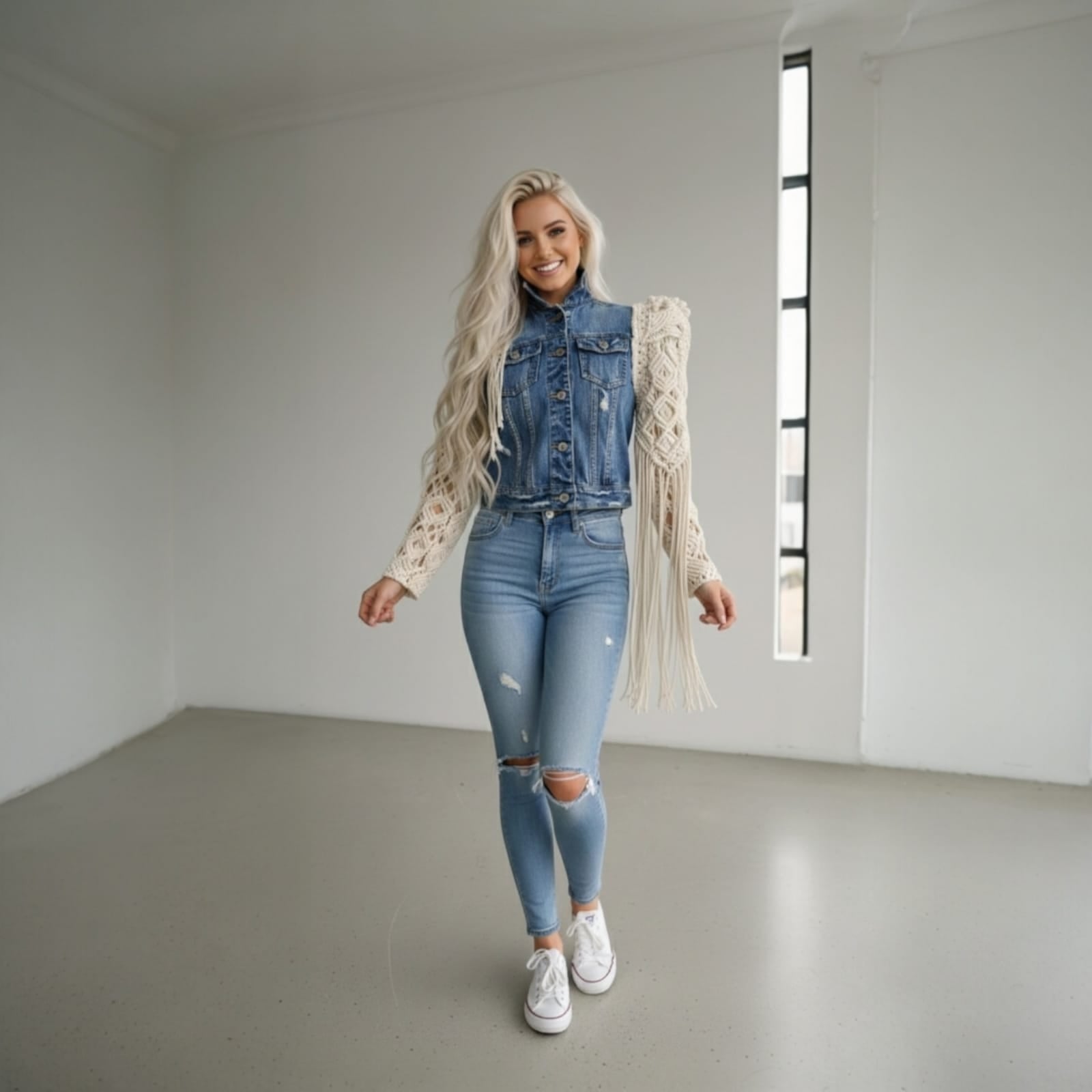 Denim Macramé Jacket Knotty