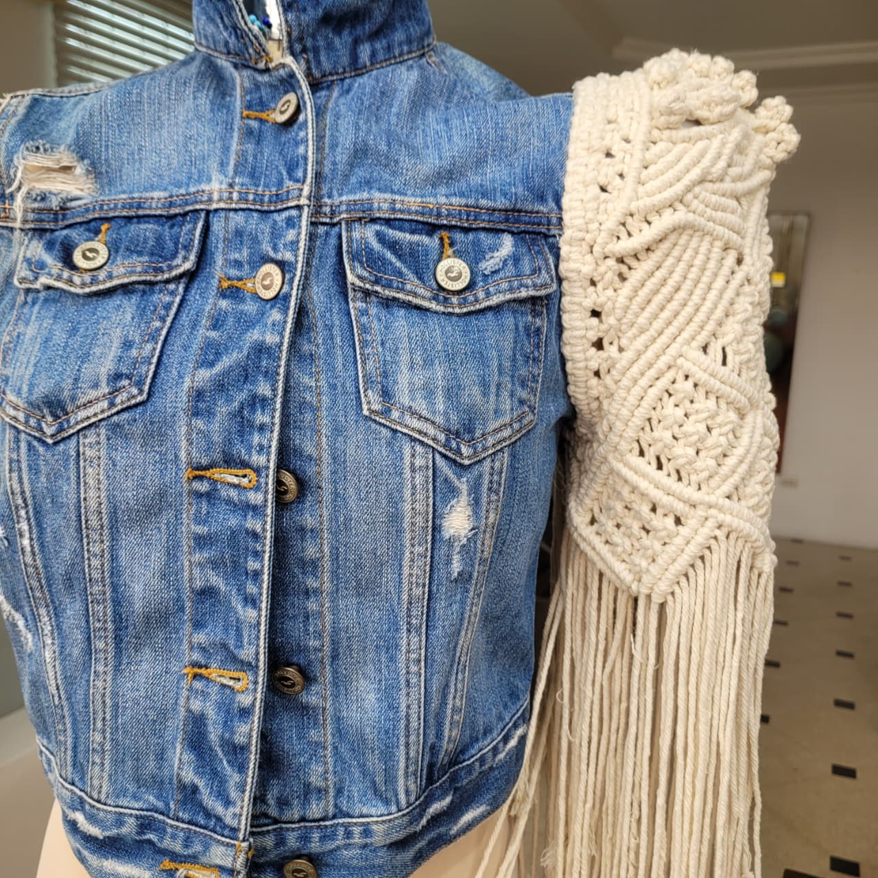 Denim Macramé Jacket Knotty