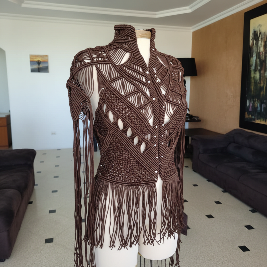 Scorpion Macramé Fringe Vest - Unisex Festival Statement Vest