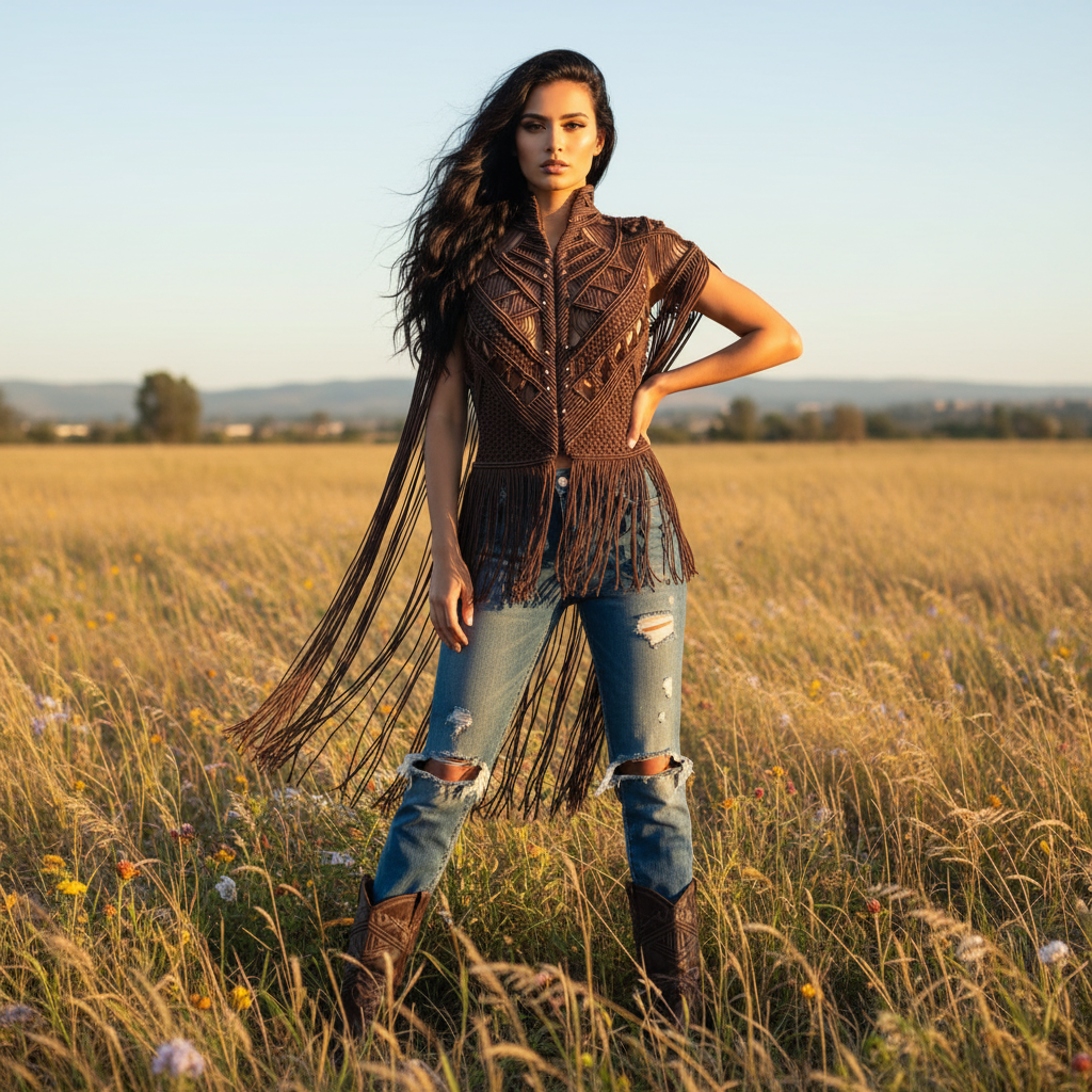 Scorpion Macramé Fringe Vest - Unisex Festival Statement Vest