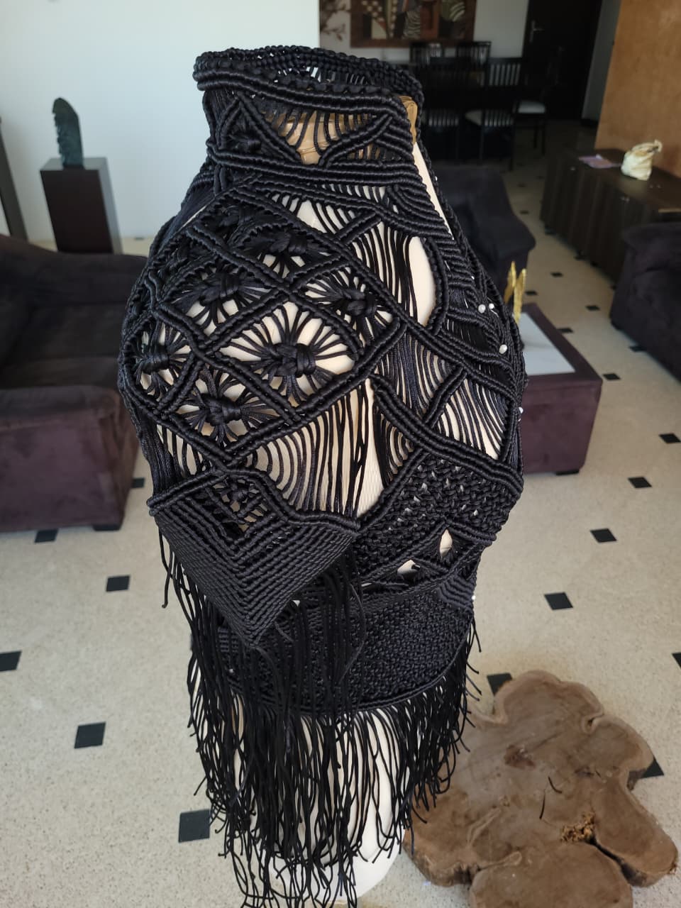 Scorpion Vest, Handmade Macramé Fringe Cape  – Unisex Festival & Boho Gothic Statement Piece