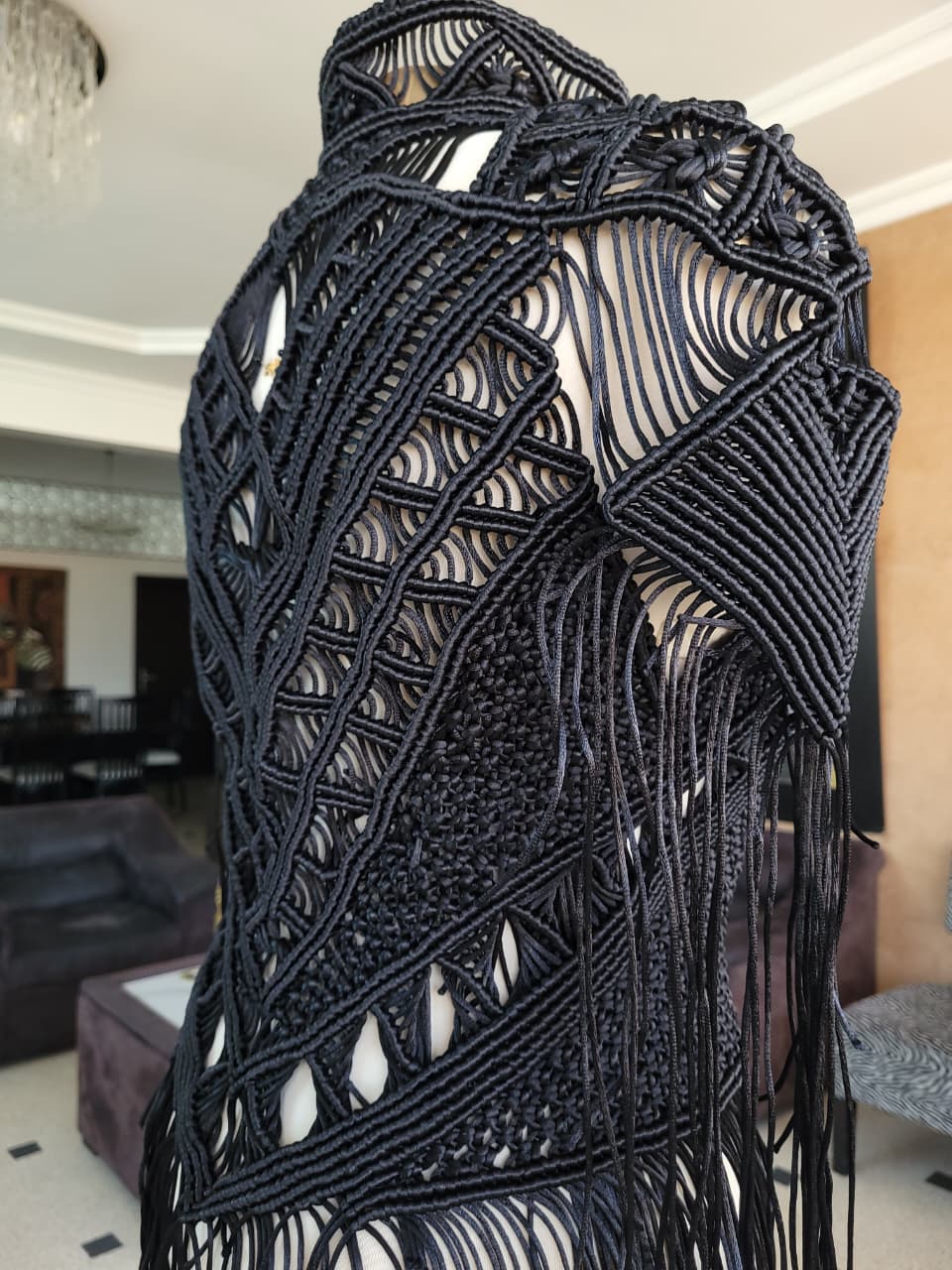 Scorpion Vest, Handmade Macramé Fringe Cape  – Unisex Festival & Boho Gothic Statement Piece