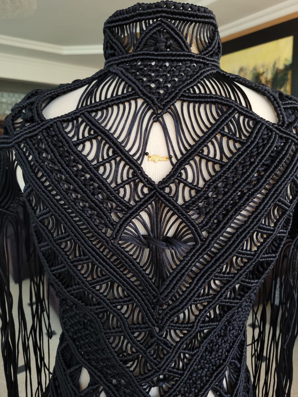 Scorpion Vest, Handmade Macramé Fringe Cape  – Unisex Festival & Boho Gothic Statement Piece