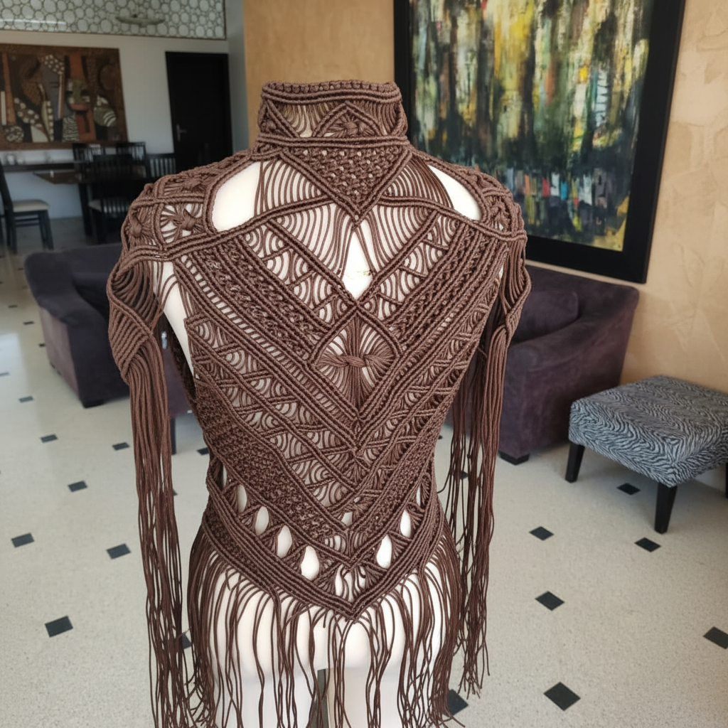 Scorpion Macramé Fringe Vest - Unisex Festival Statement Vest