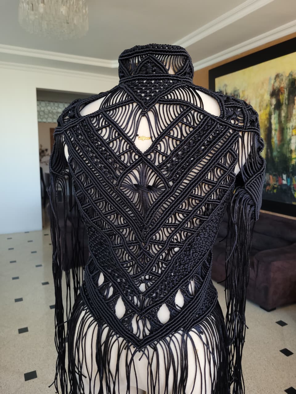 Scorpion Vest, Handmade Macramé Fringe Cape  – Unisex Festival & Boho Gothic Statement Piece