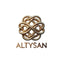 Gold jewelry design with 'ALTYSAN' branding on a black background