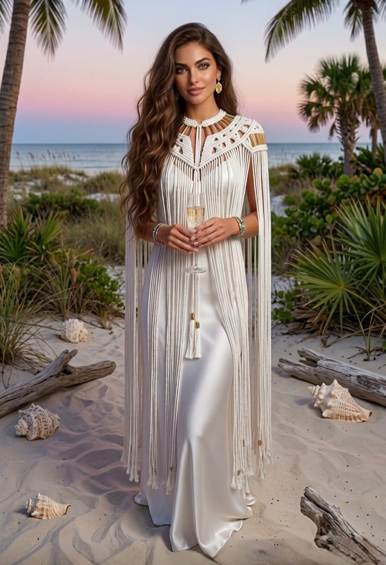 Hand-Knotted Macramé Shrug Millie