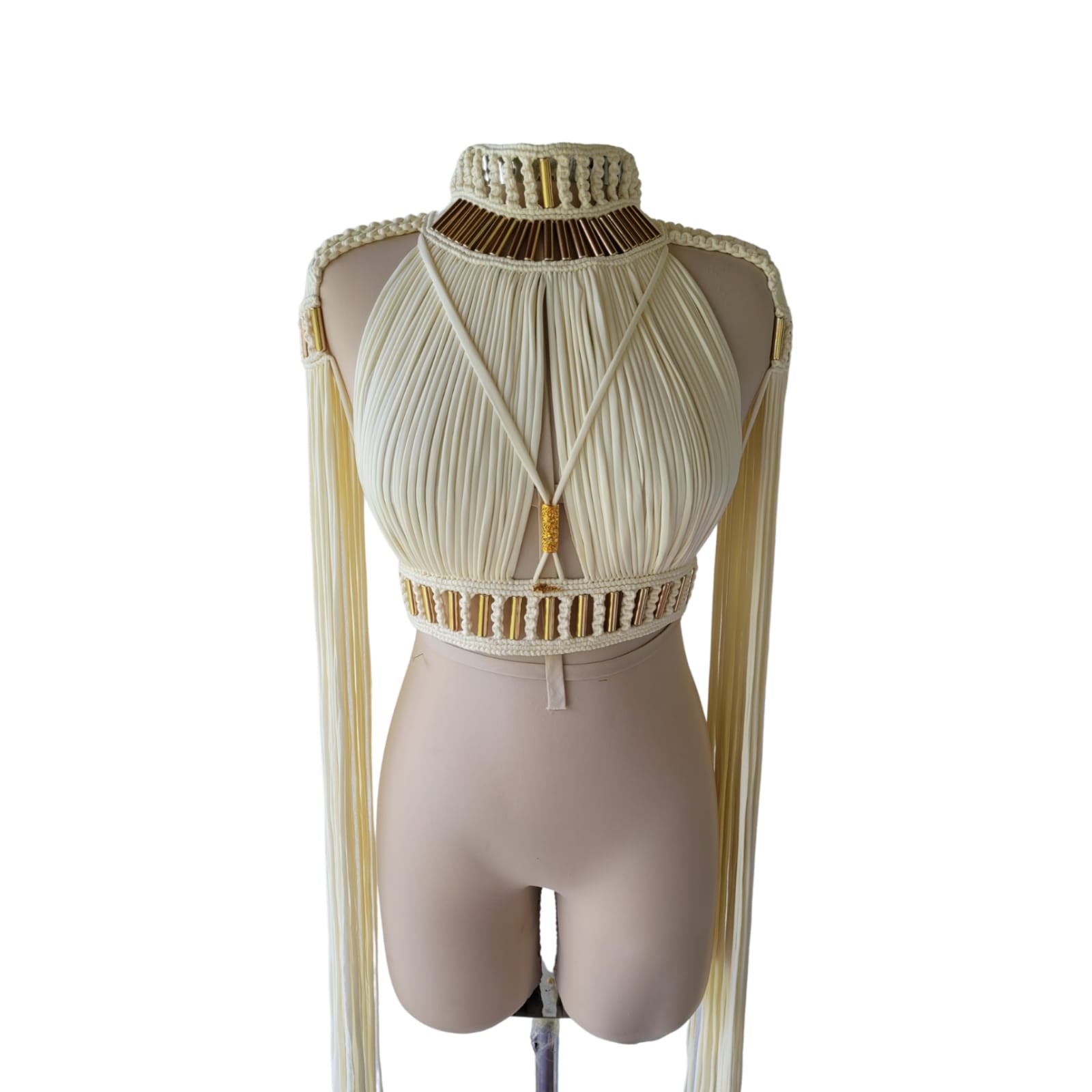 Goddess Statement Set Amunet, Luxury Macrame Two Piece, Festival Couture Outfit, Made to Order