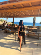 Greek goddess Boho chic long fringe dress Exclusive Design Dress La Forza
