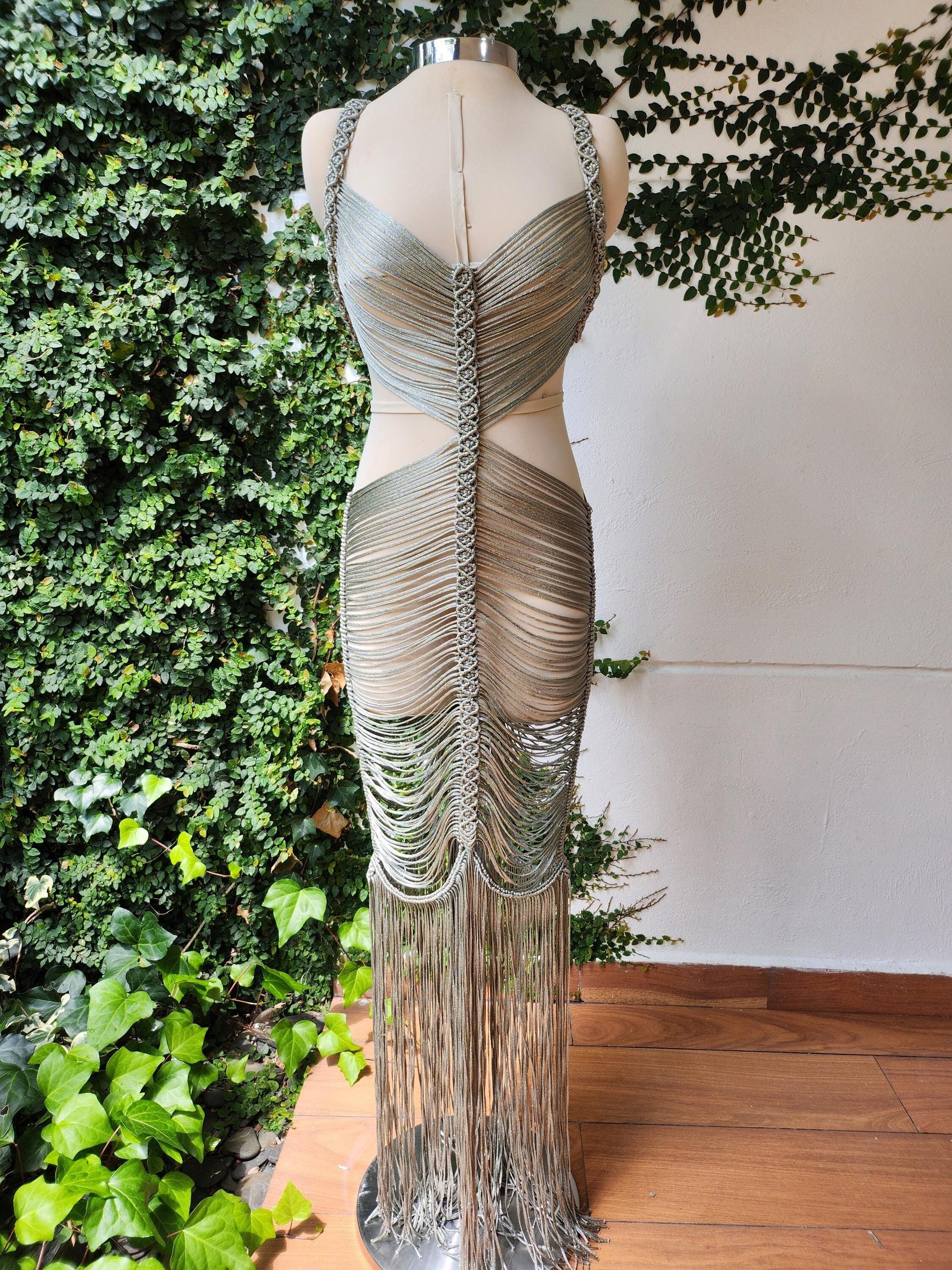 Luxury Couture Dress, dress deep v neck, Sophisticated Party Attire, slim womens clothing, bohemian fashion style