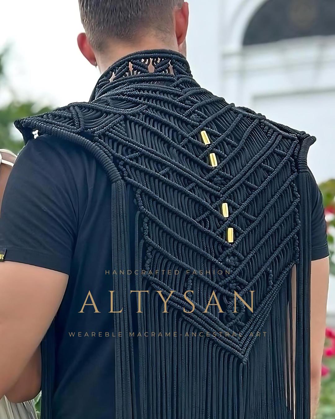 Festival men outfit, Horus Vest. Festival vest, Men vest, Burning man top, Macrame top, Boho top, Bohemian, festival outfit, rave outfit.
