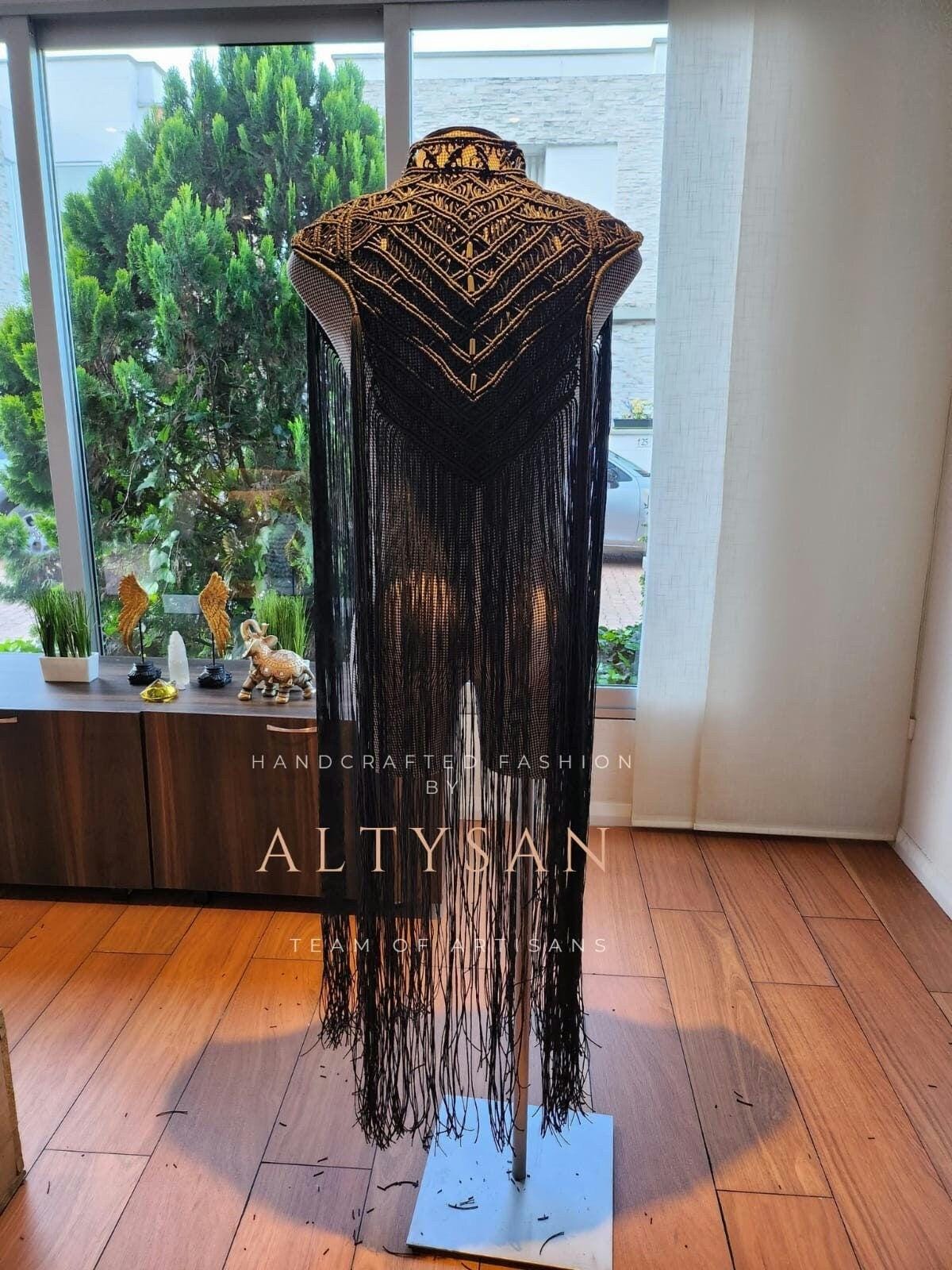 Men's Macramé Cape Horus – Unisex Festival Poncho