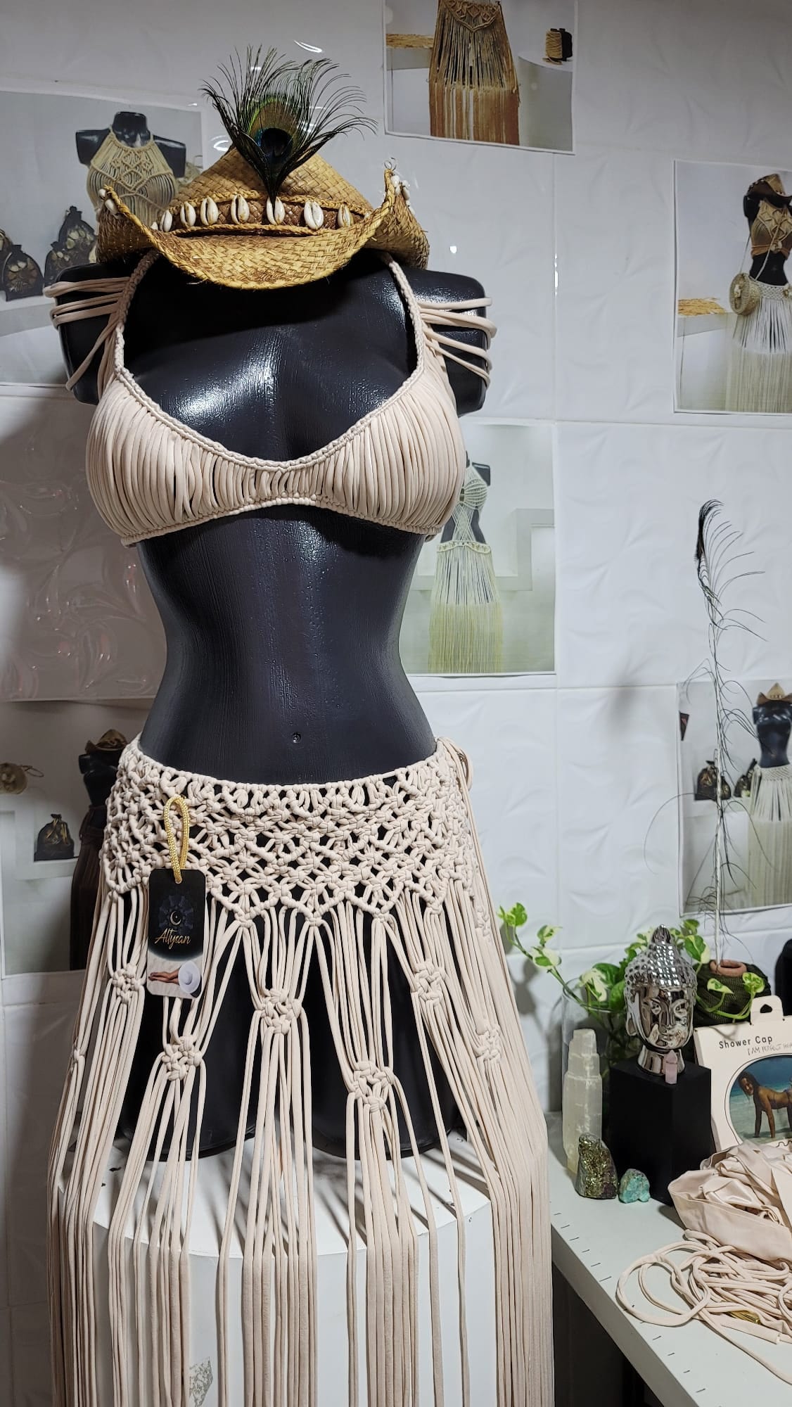 boho chic fashion, Handmade Rave outfit woman set, Bohemian 2-Piece Macramé Set | Perfect for Festivals, rave outfits, summer dress