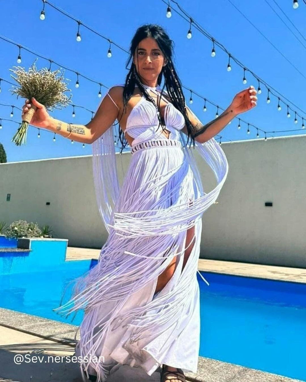Red dress, Boho Beach Wedding Dress - Macrame Festival Outfit - HERA Collection