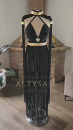 Greek goddess Boho chic long fringe dress Exclusive Design Dress La Forza