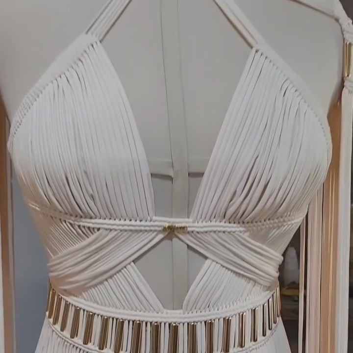 Greek Goddess Macrame Dress - Luxury Handmade Festival & Wedding Dress