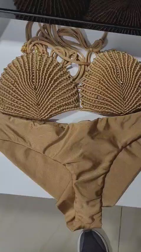 Boho Bikini Swimsuit, thong bikini sets, Festival Outfit, Womens Bikini Top, Handmade Bikini