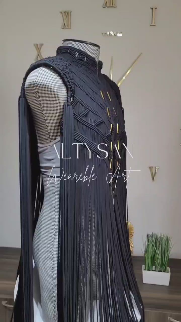 Festival men outfit, Horus Vest. Festival vest, Men vest, Burning man top, Macrame top, Boho top, Bohemian, festival outfit, rave outfit.