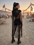 Macrame Festival Cape Vest, Boho Burning Man Cape, Handmade Statement Cape, Made to Order Custom