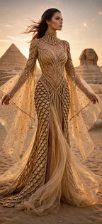 Gala-bride-photoshoot long dress macramé made with organza vel-Lumina Draconis