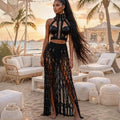 Festival Goddess 2-Piece Set with Fringe Skirt – Obsidian