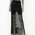 Festival Goddess 2-Piece Set with Fringe Skirt – Obsidian