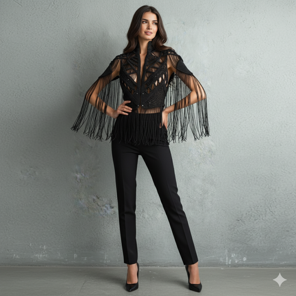 Scorpion Macramé Fringe Vest - Unisex Festival Statement Vest